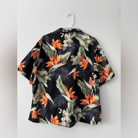 Men's Hawaiian Aloha Shirt Pacific Legend Bird of Paradise Black Cotton Size 2XL - Picture 7 of 10